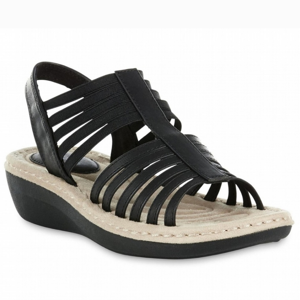 Cobbie Cuddlers “Martina” Black Strappy Sandals Womens Size 8.5